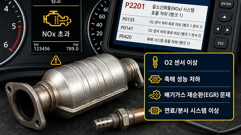 배출가스 NOx 초과 불합격 핵심 대상