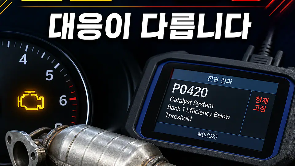 엔진경고등 점멸과 고정 점등 대조 포인트