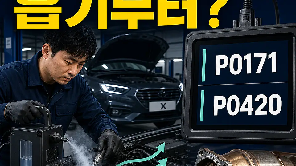 흡기 누설 P0171 P0420 대조 포인트