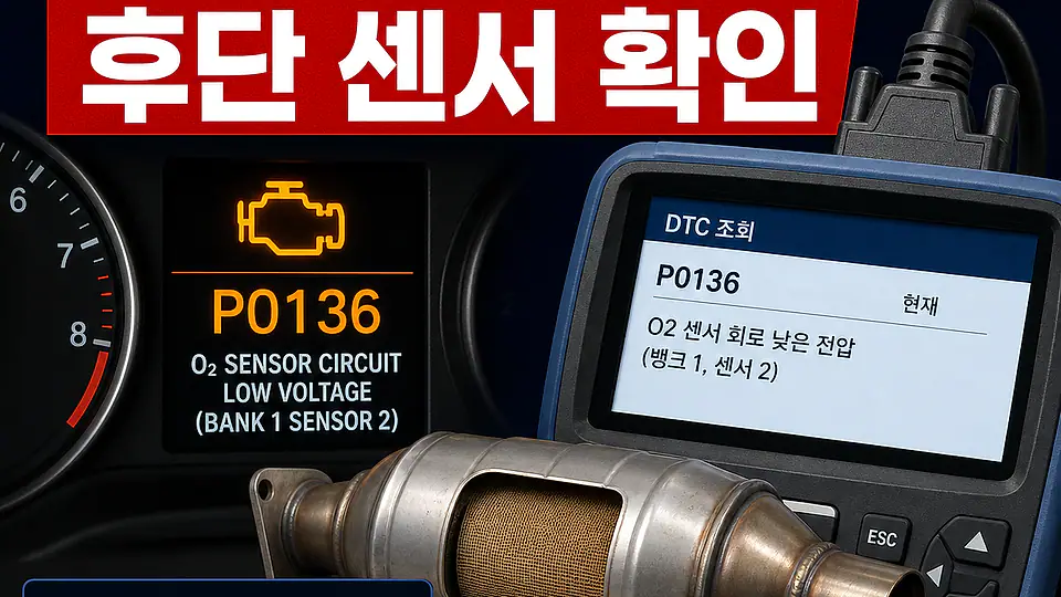 P0136 후단 산소센서와 촉매 대조 포인트