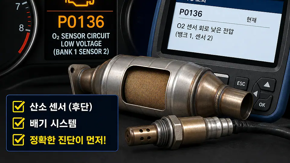 P0136 후단 산소센서와 촉매 핵심 대상