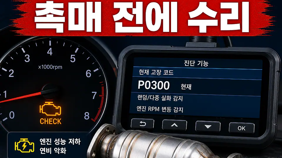 P0300 실화와 촉매 손상 대조 포인트