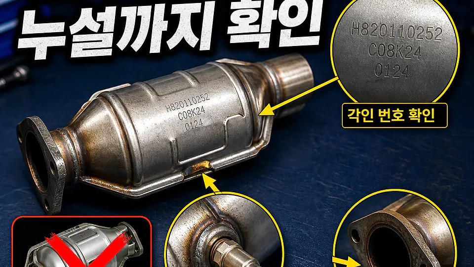 촉매 장착 후 배기 누설 확인 대조 포인트