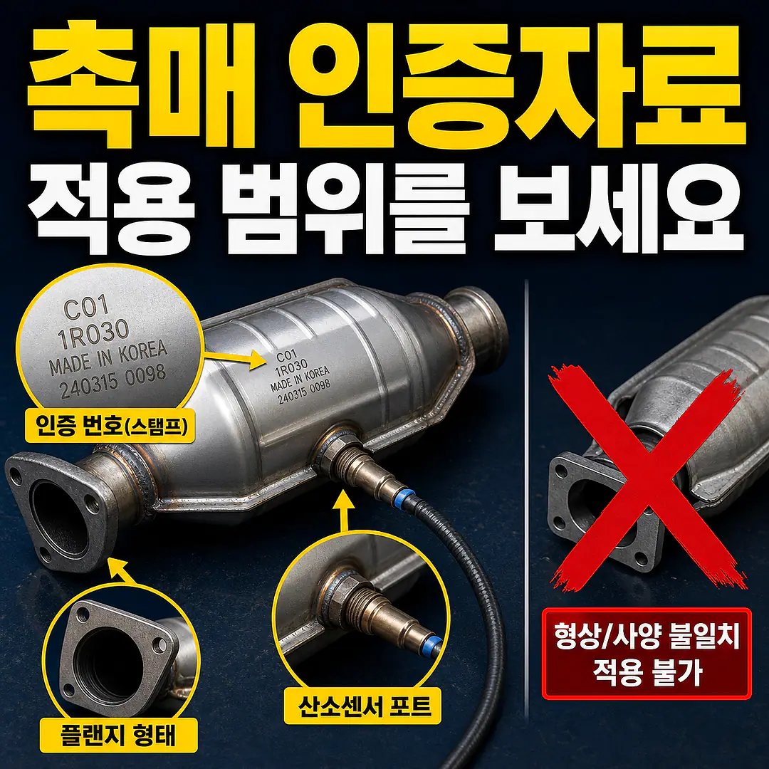 자동차 촉매 인증자료 확인, 잘못 주문하지 않는 확인법 정사각형 썸네일