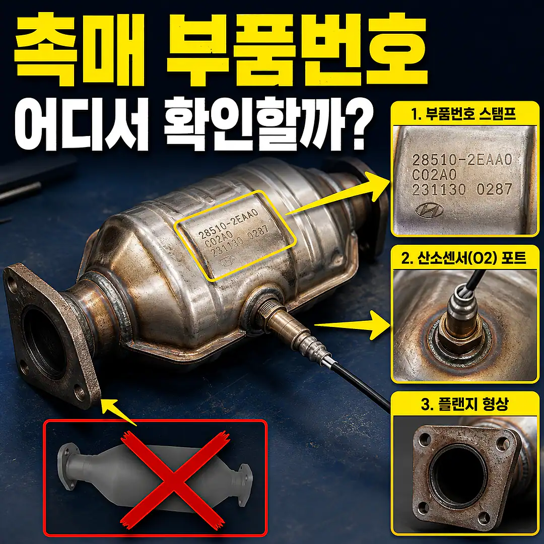 자동차 촉매 부품번호 확인, 잘못 주문하지 않는 확인법 1대1 대표 썸네일