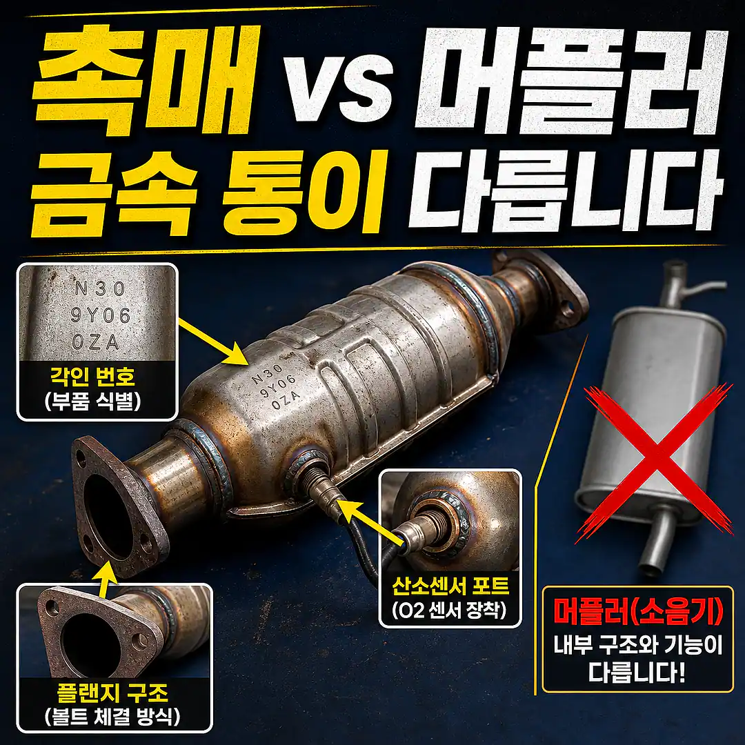 촉매와 머플러 차이, 잘못 주문하지 않는 확인법 정사각형 썸네일