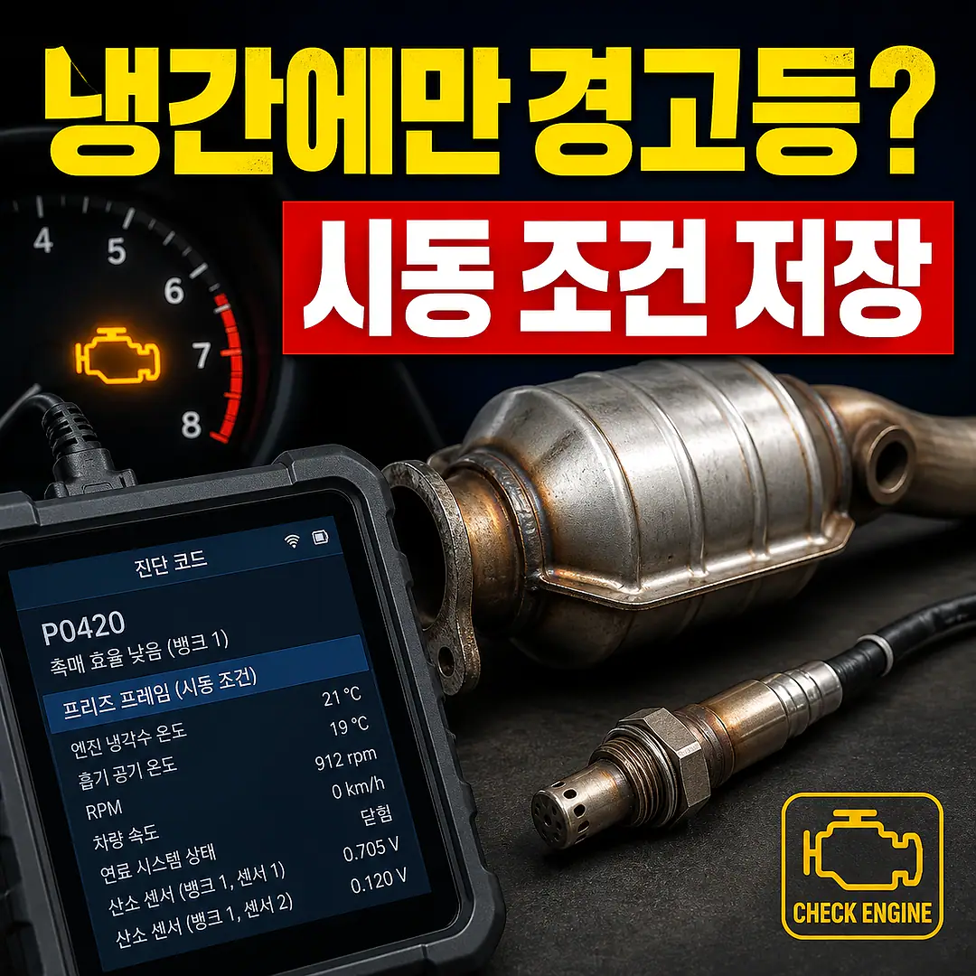 냉간 시동 후 촉매 경고등, 촉매 교체 전 꼭 확인할 진단 순서 정사각형 썸네일