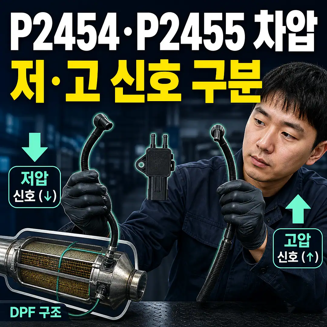 P2454·P2455 DPF 차압센서, 저입력·고입력 구분 정사각형 썸네일