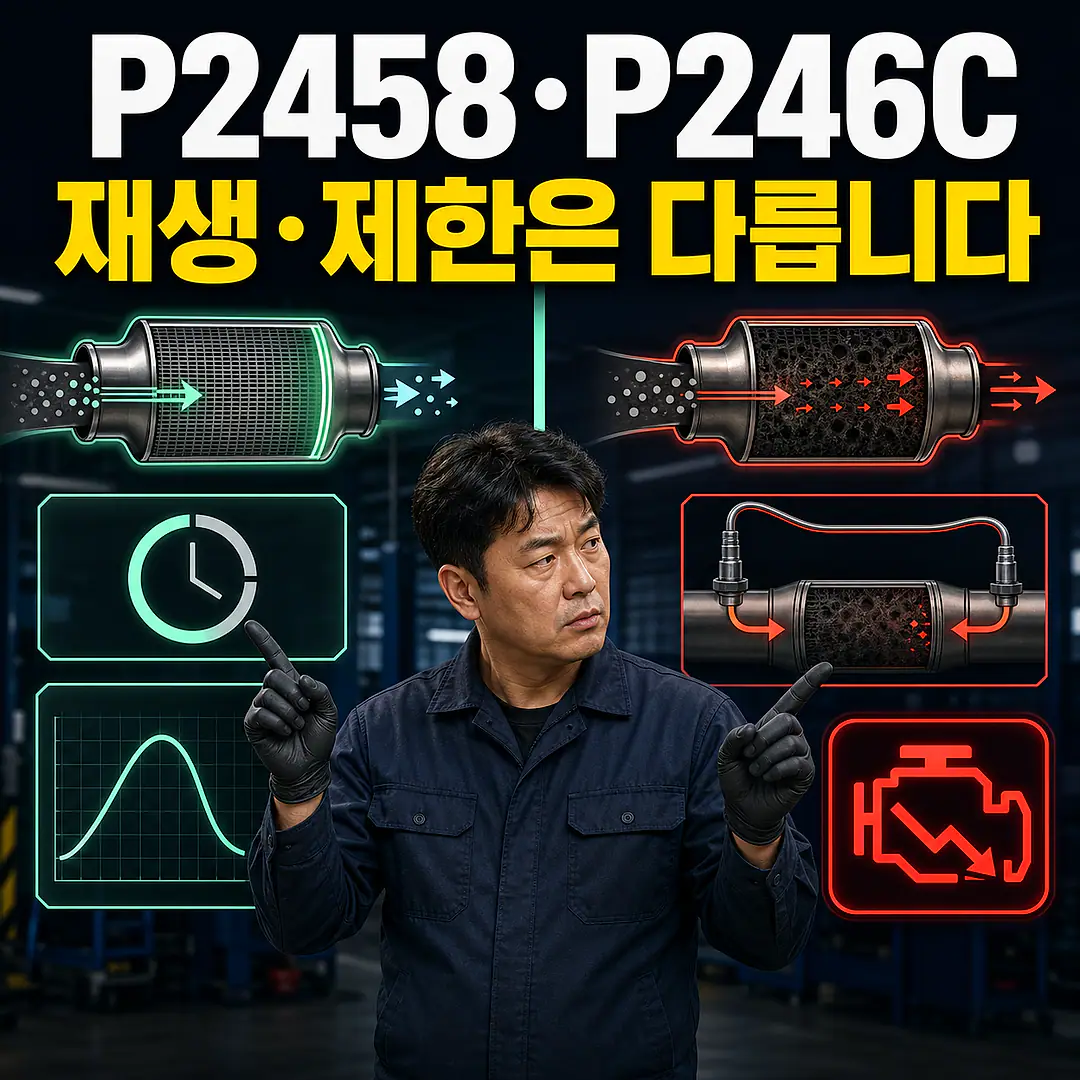 P2458·P246C DPF 재생 시간과 막힘 제한 구분 정사각형 썸네일