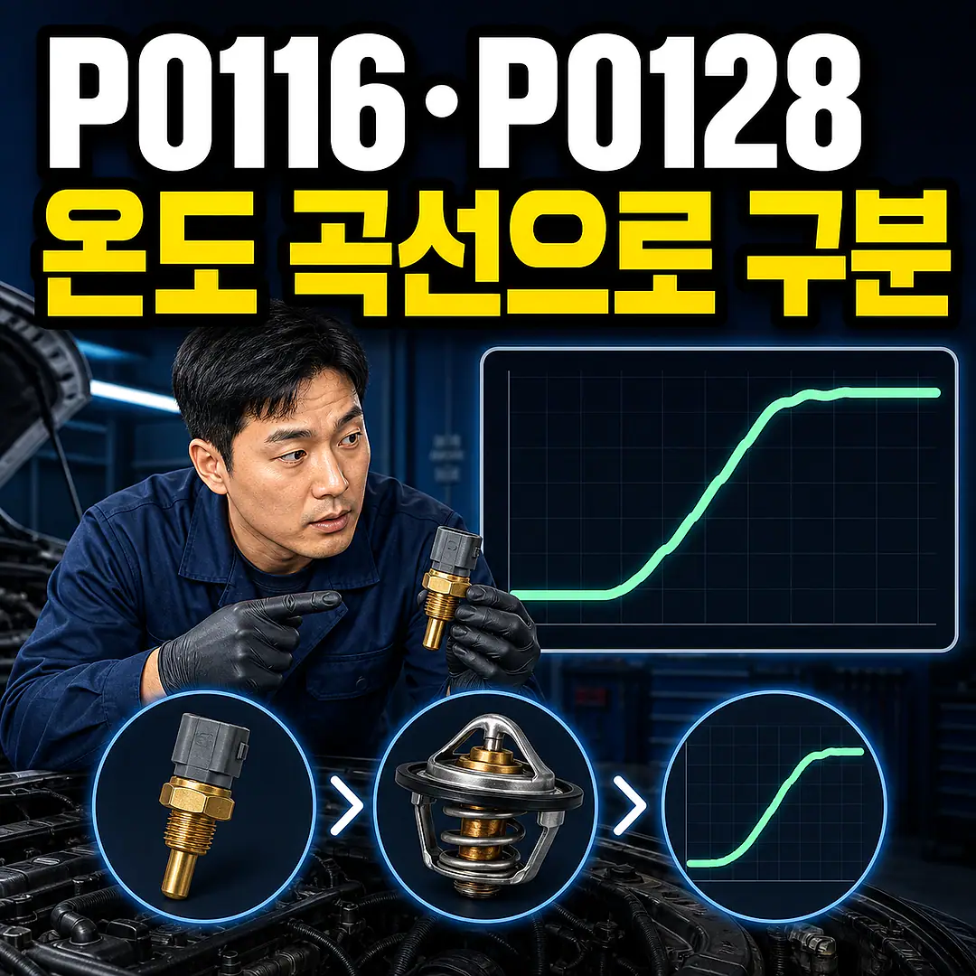 냉각수 온도센서 P0116·P0128, 촉매 전 실제 온도 확인 정사각형 썸네일