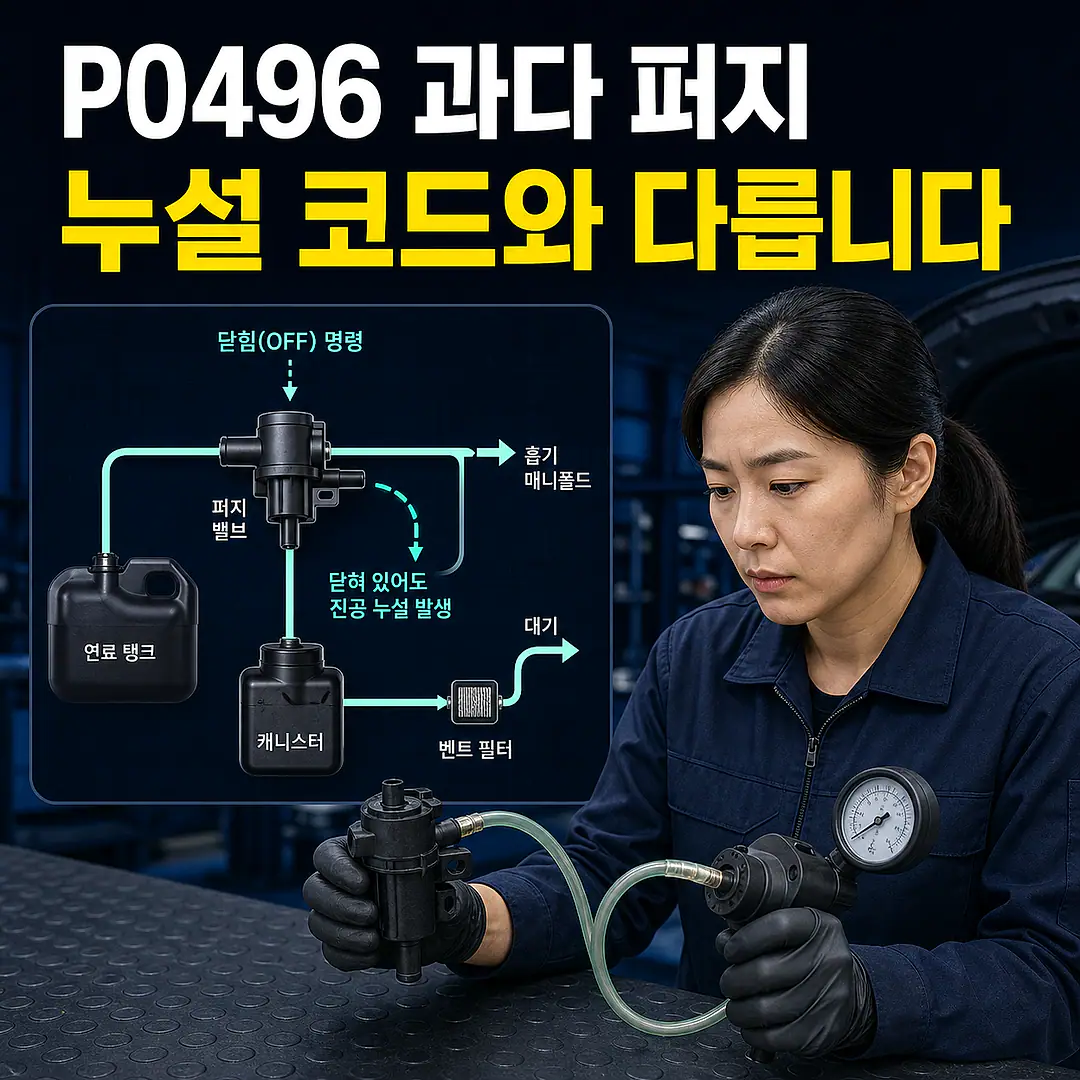P0496 EVAP 과다 퍼지, 누설 코드와 구분하는 법 정사각형 썸네일