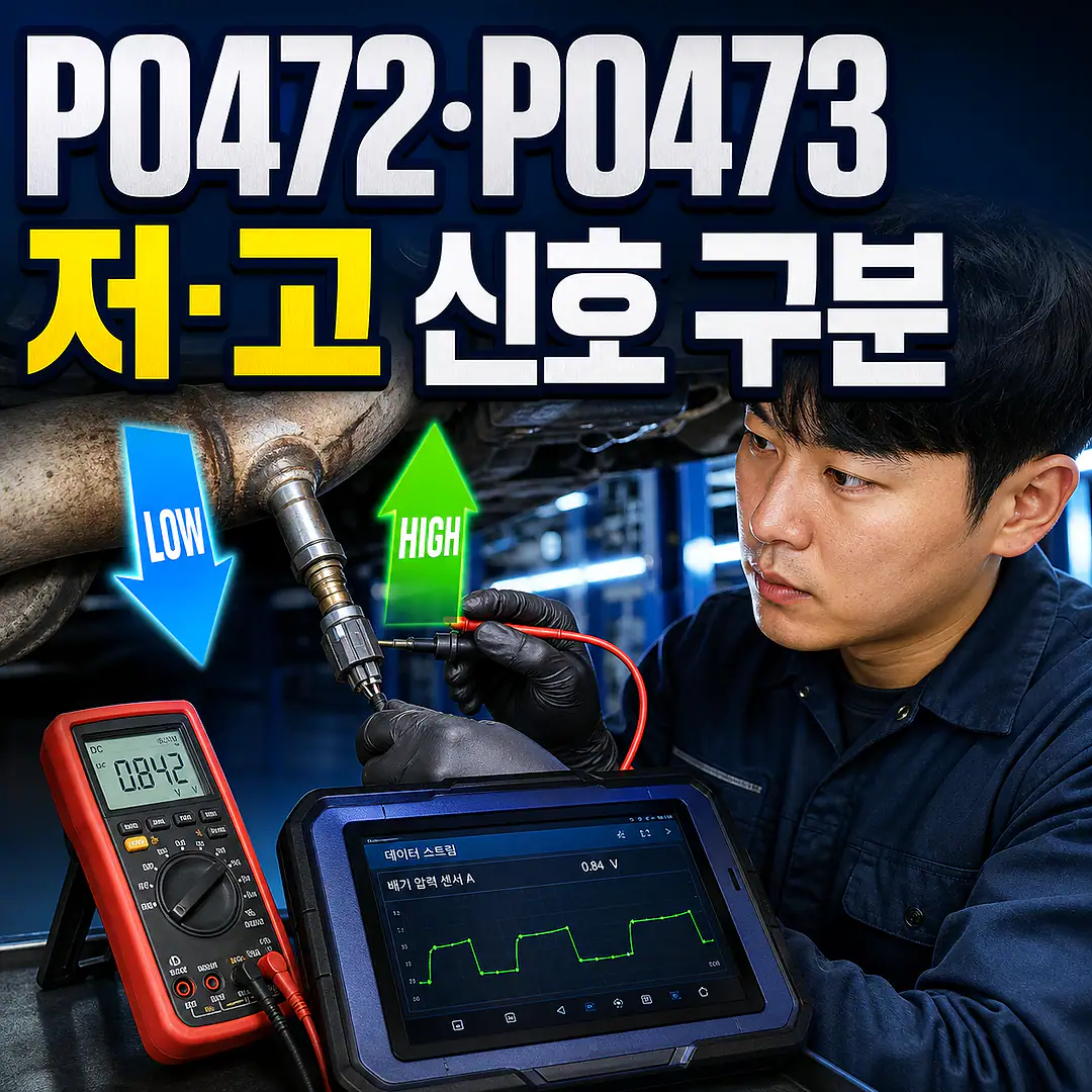 P0472·P0473 배기압력센서, 저입력·고입력 구분 정사각형 썸네일
