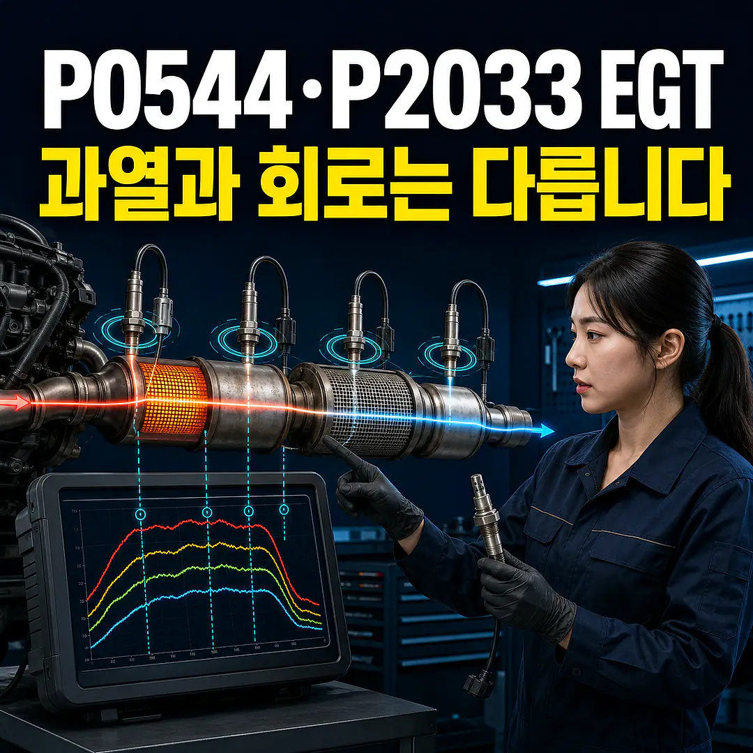 P0544·P2033 배기온도 센서, 과열과 회로 구분 정사각형 썸네일