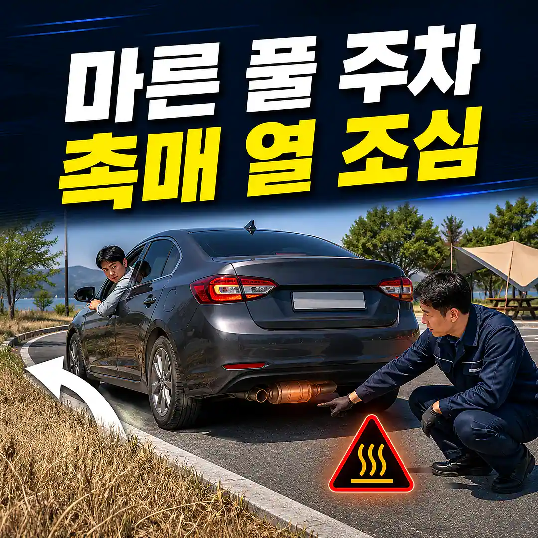 마른 풀 위 주차, 뜨거운 촉매·배기 화재를 피하는 법 정사각형 썸네일