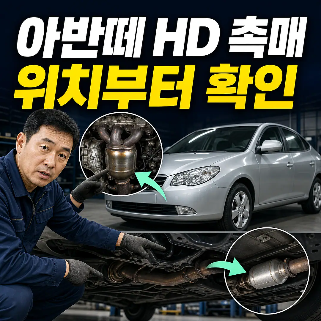 아반떼 HD 촉매 교체 비용, 매니폴드·하부 위치 확인 정사각형 썸네일