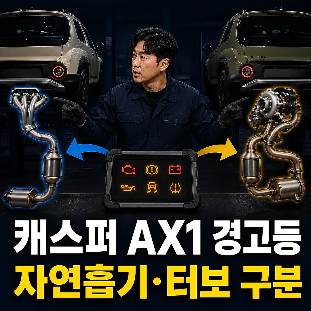 캐스퍼 AX1 촉매 경고등, 1.0 자연흡기·터보 구분 정사각형 썸네일