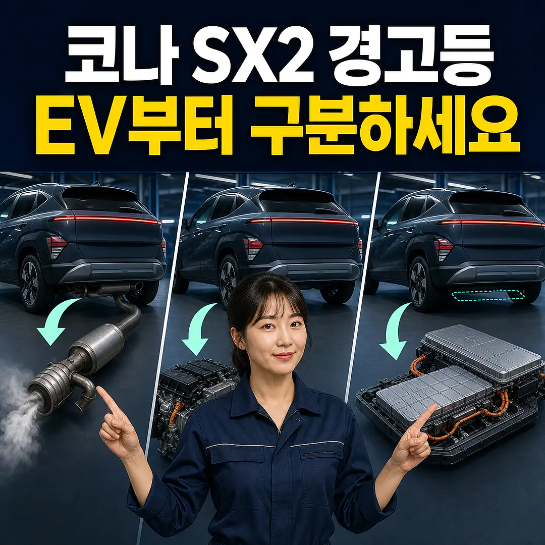 코나 SX2 촉매 경고등, 가솔린·하이브리드·EV 구분 정사각형 썸네일