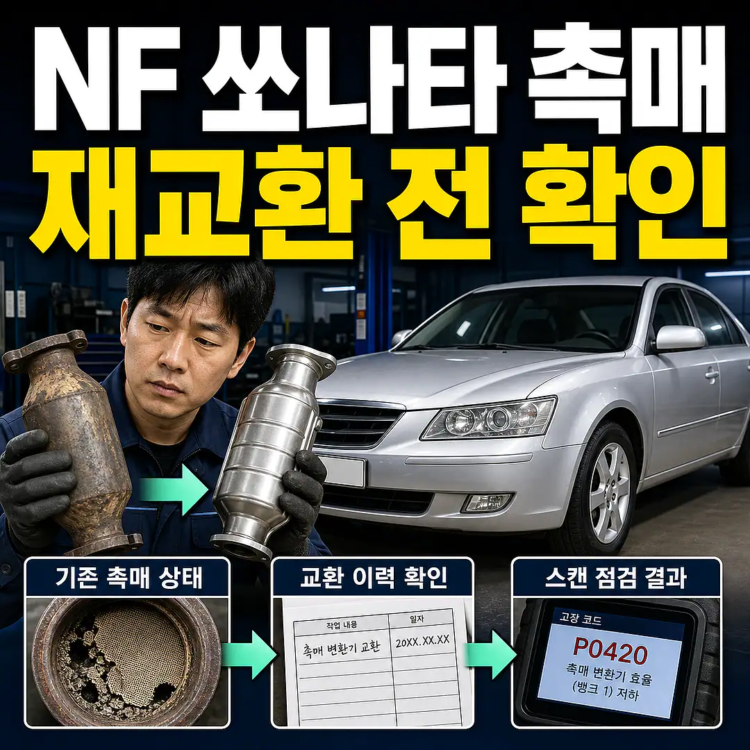 NF 쏘나타 촉매 교체 비용, 재교환 전 원인 확인 정사각형 썸네일