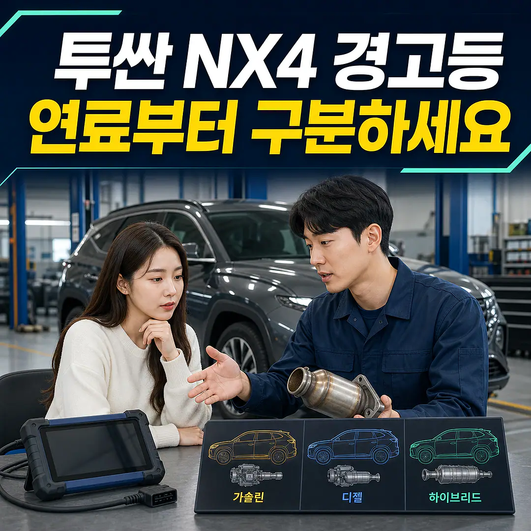 투싼 NX4 촉매 경고등, 가솔린·디젤·하이브리드 확인 정사각형 썸네일