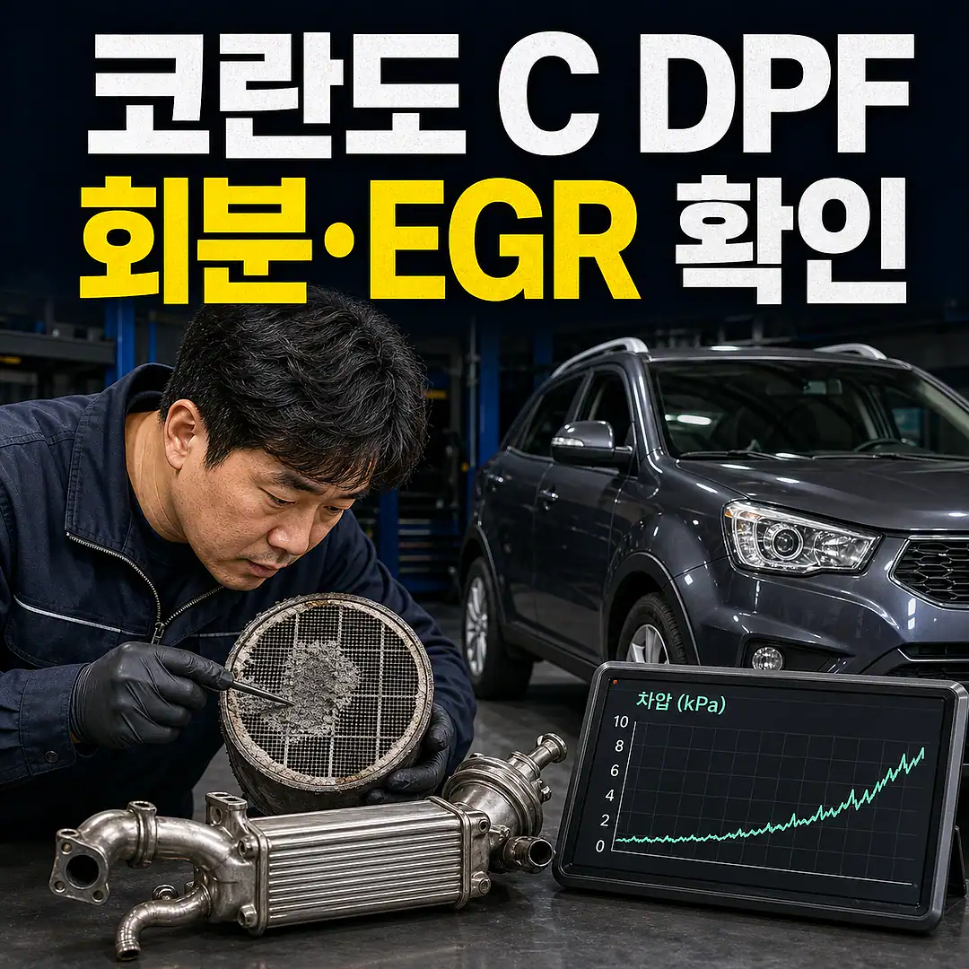 코란도 C DPF 교체 비용, 회분·EGR·차압 확인 정사각형 썸네일