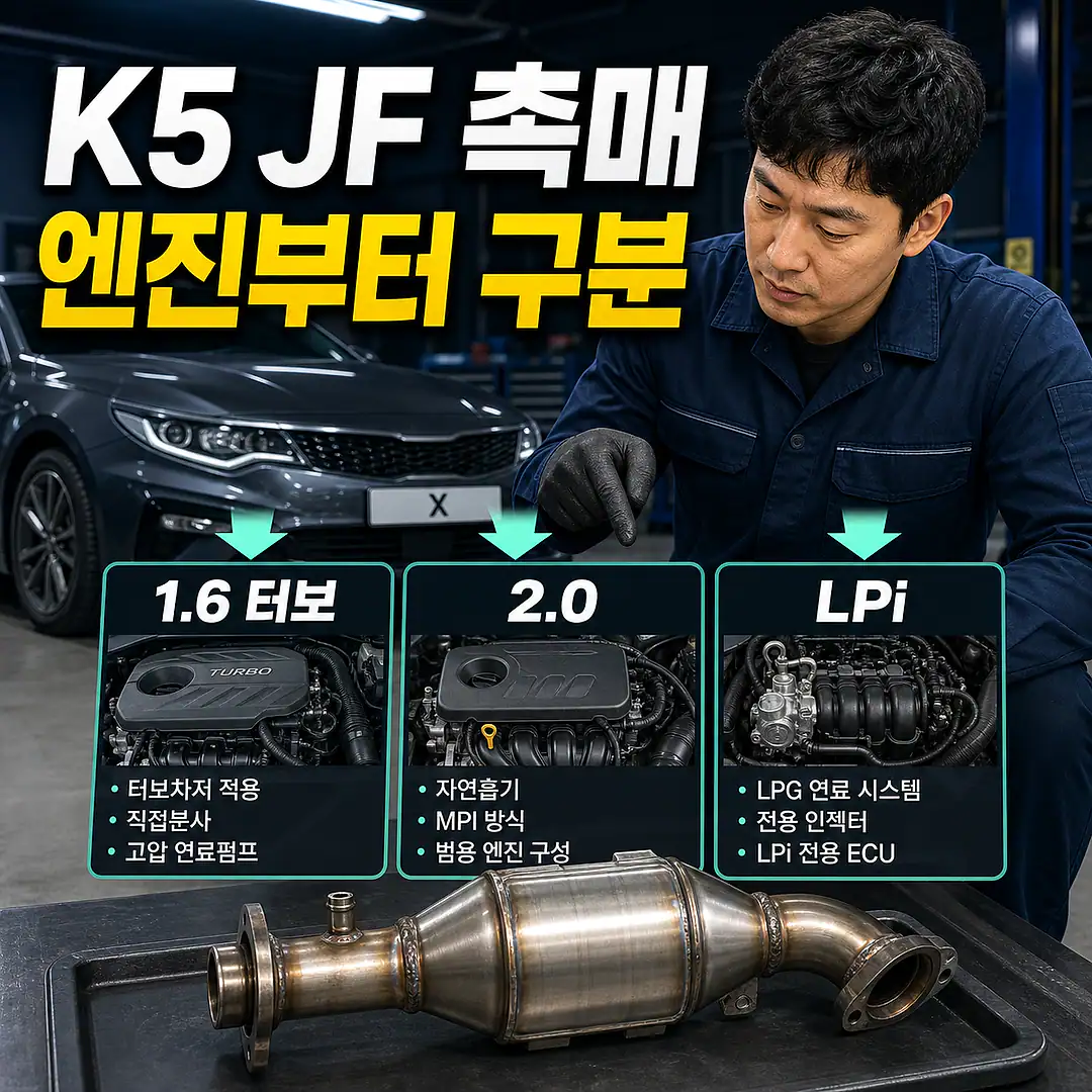 K5 JF 촉매 교체 비용, 1.6 터보·2.0·LPi 구분 정사각형 썸네일