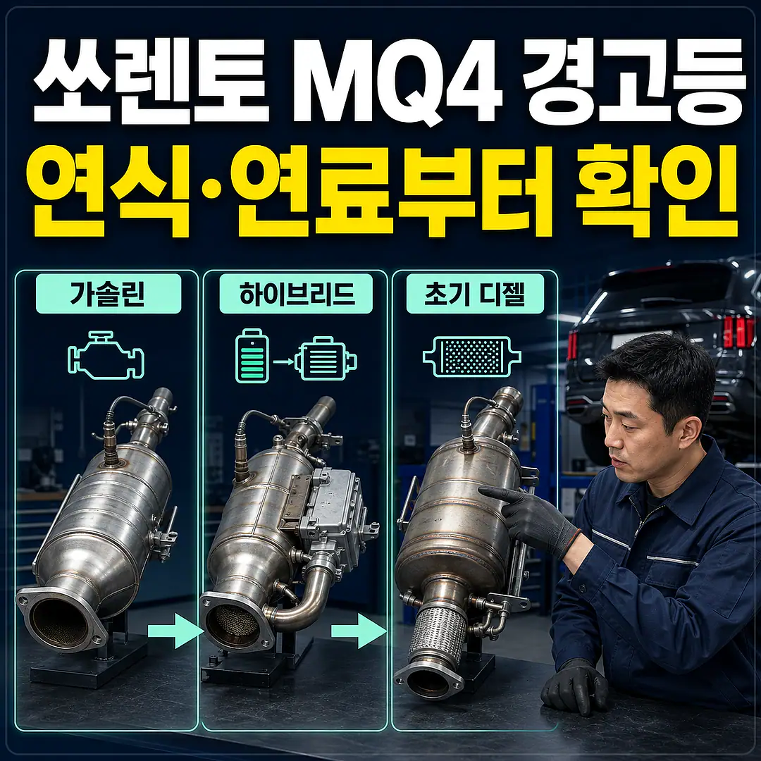 쏘렌토 MQ4 촉매 경고등, 초기형·연료 사양부터 확인 정사각형 썸네일