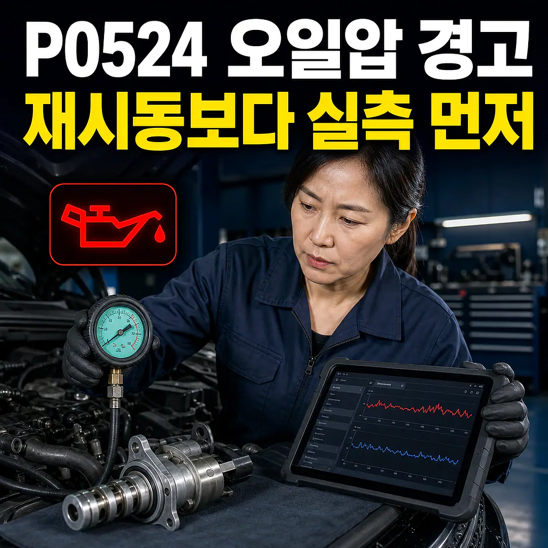 P0524 엔진오일 압력 저하, VVT·촉매 전 안전 확인 정사각형 썸네일