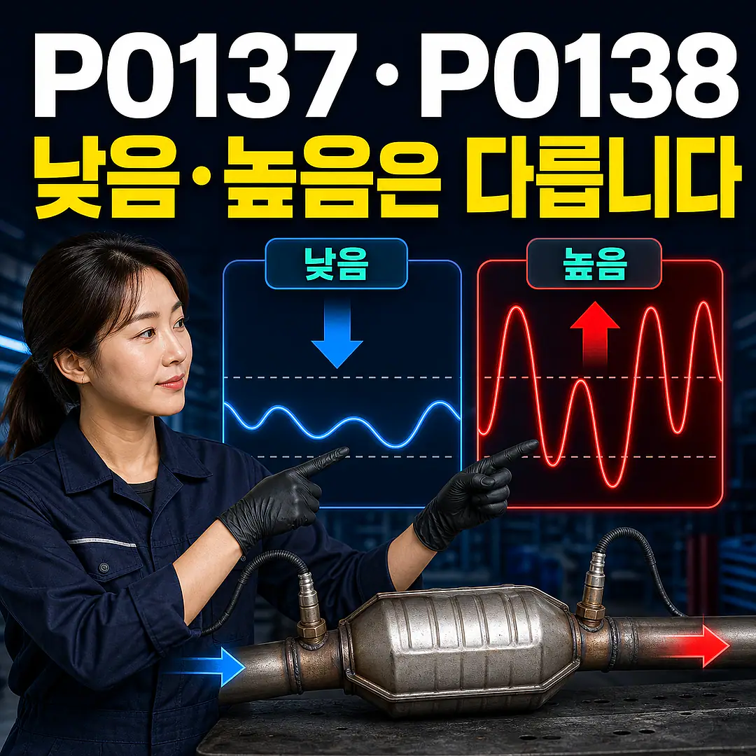P0137·P0138 후단 산소센서 전압, 낮음·높음 구분 정사각형 썸네일