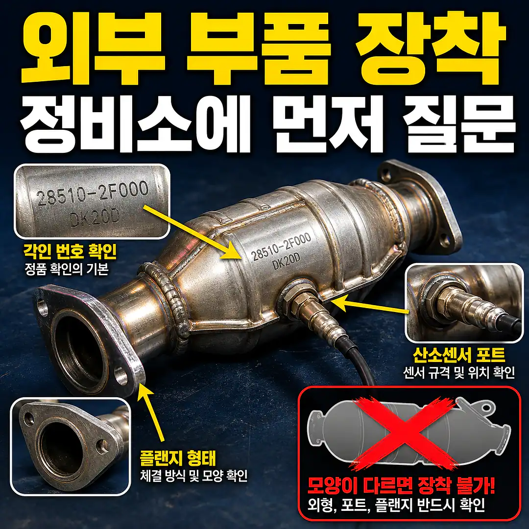 외부 구매 촉매 장착 확인, 잘못 주문하지 않는 확인법 1대1 대표 썸네일