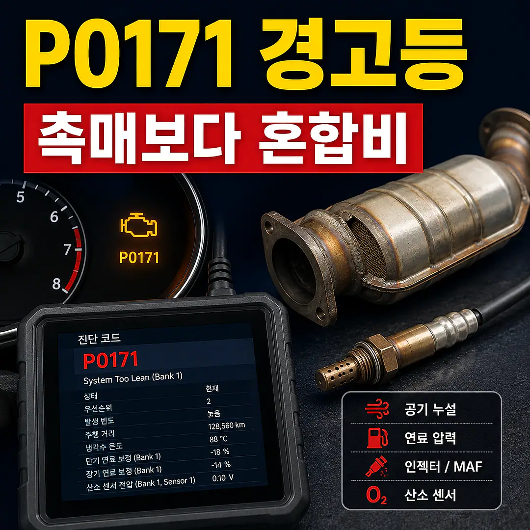 P0171 희박 혼합비와 촉매, 촉매 교체 전 꼭 확인할 진단 순서 정사각형 썸네일