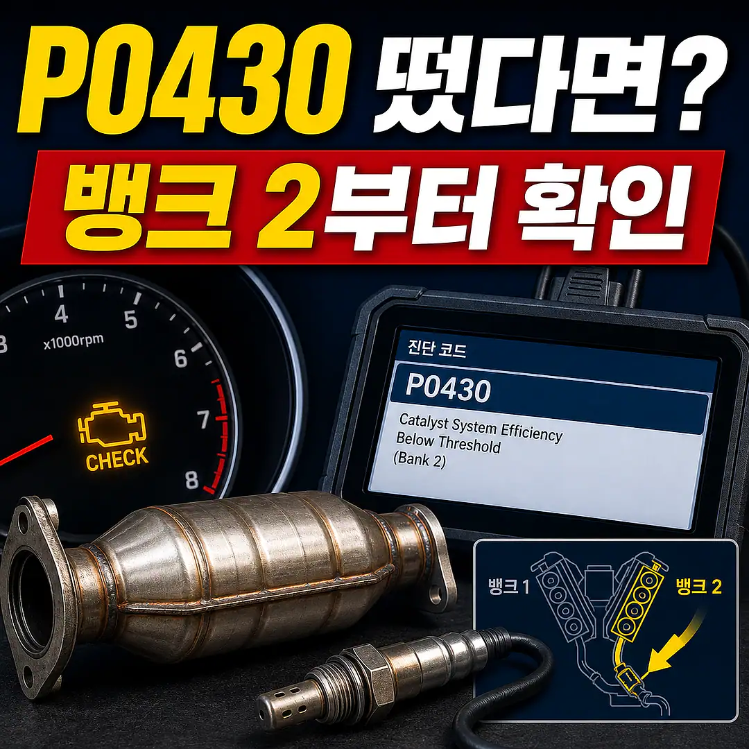 P0430 촉매 효율 저하, 촉매 교체 전 꼭 확인할 진단 순서 정사각형 썸네일