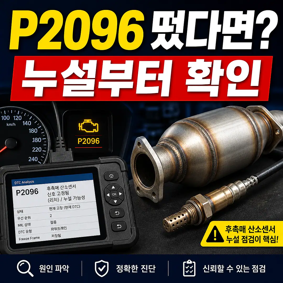 P2096 촉매 후단 희박, 촉매 교체 전 꼭 확인할 진단 순서 정사각형 썸네일