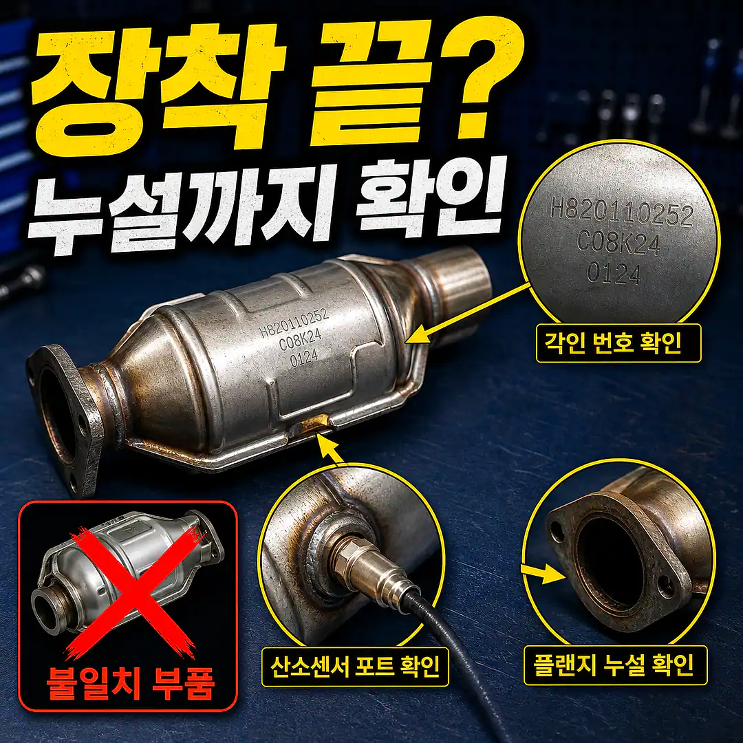 촉매 장착 후 배기 누설 확인, 잘못 주문하지 않는 확인법 정사각형 썸네일