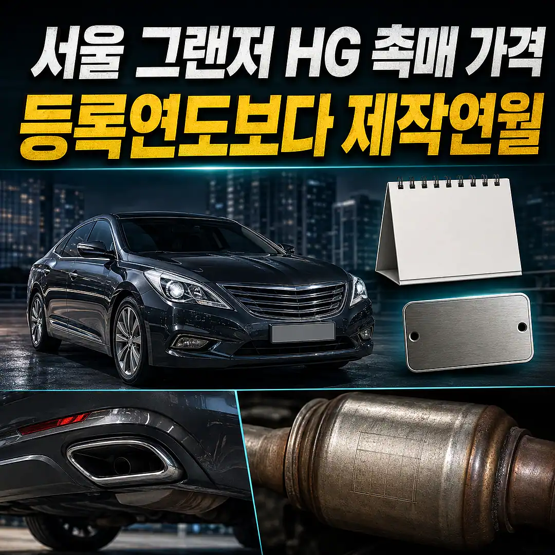 서울 그랜저 HG 자동차 촉매 가격, 등록연도와 제작연월이 다르면 무엇을 볼까? 정사각형 썸네일