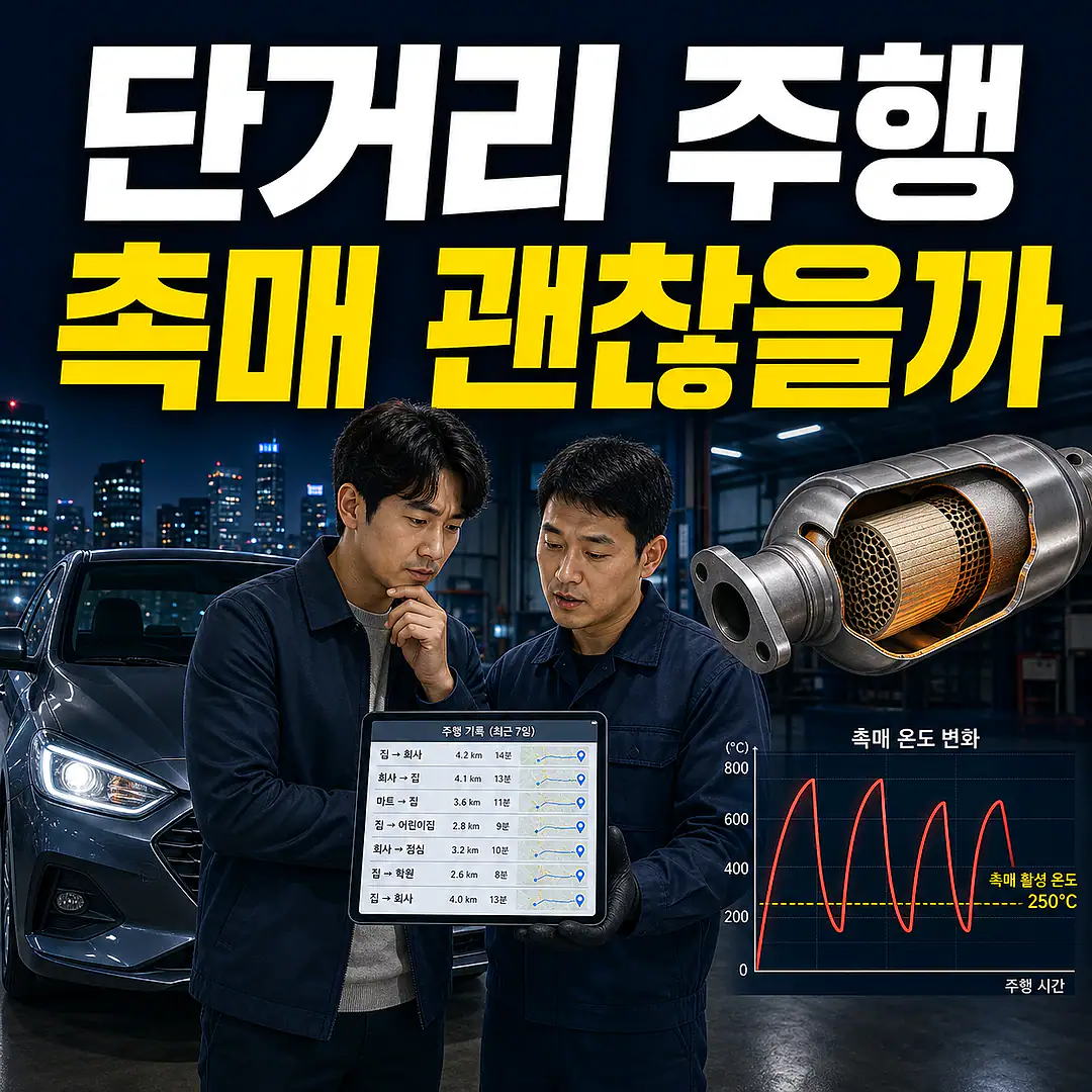 단거리 주행과 촉매 효율, 경고등 전에 볼 조건 정사각형 썸네일