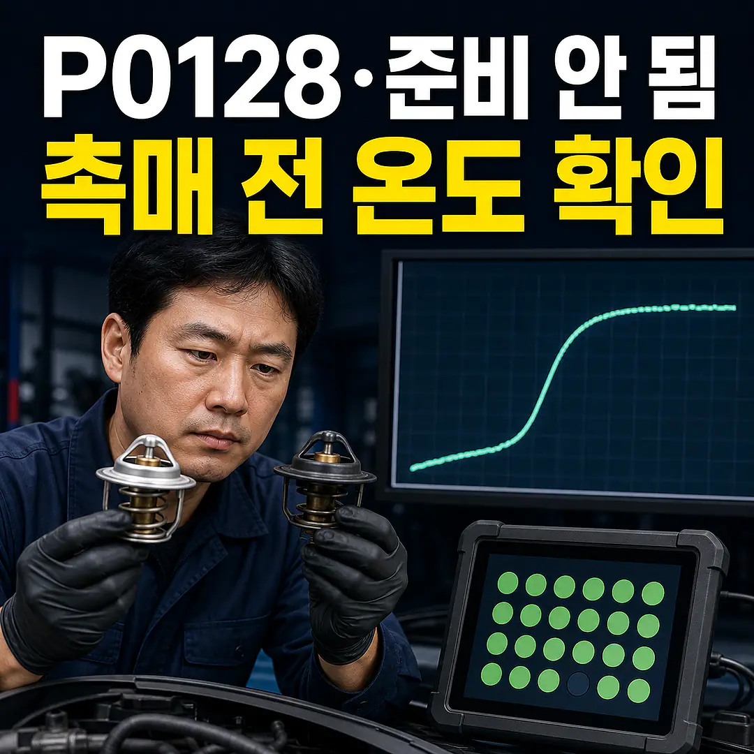 서모스탯 P0128과 촉매 모니터 준비 안 됨, 먼저 볼 온도 정사각형 썸네일