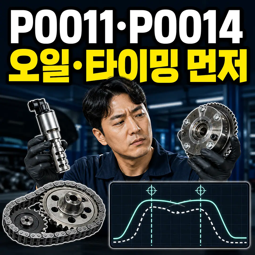 VVT P0011·P0014와 촉매 경고, 오일·타이밍 먼저 정사각형 썸네일