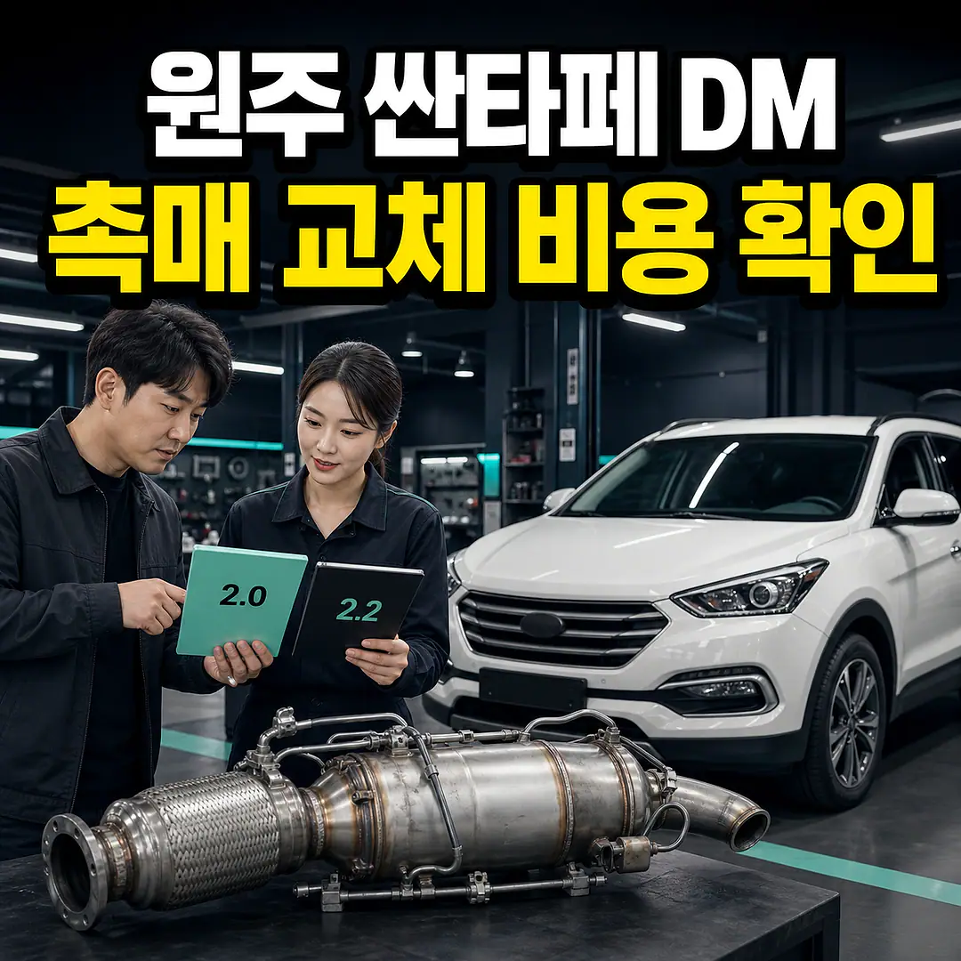원주 싼타페 DM 촉매 교체 비용, 2.0·2.2 확인 정사각형 썸네일