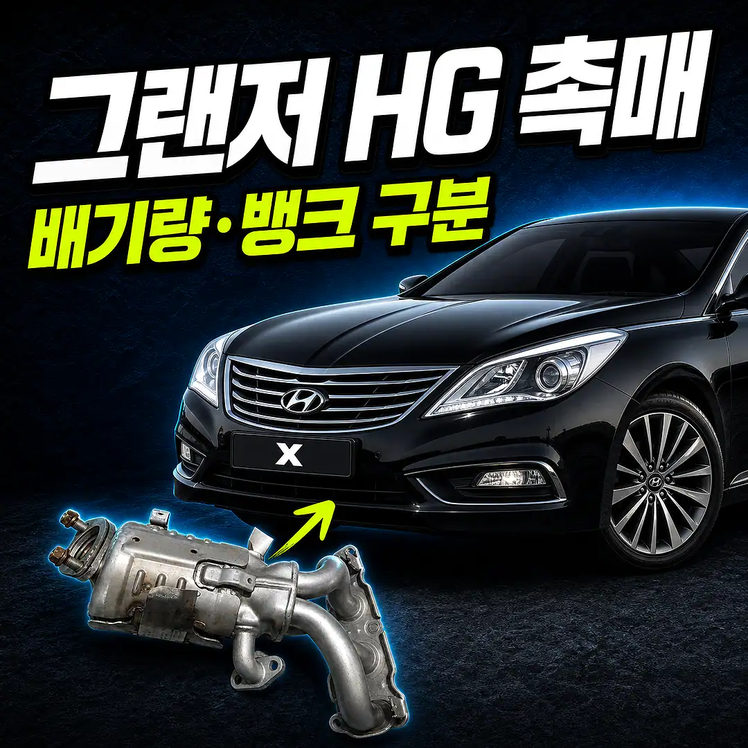 현대 그랜저 HG 차량과 촉매 배송 안내 이미지